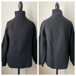 Sweaty Betty | Ribbed Mock Funnel Neck Cotton Wool Sweater Size Small